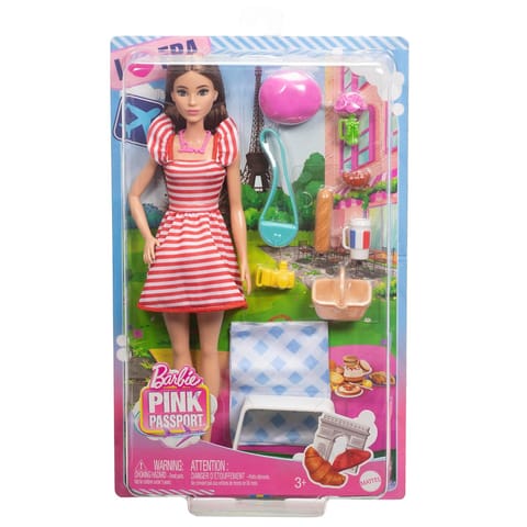 Barbie Pink Passport Paris Playset Brunette