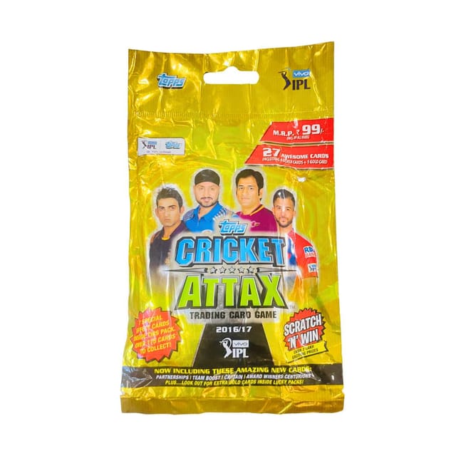 Topps Cricket Attax Trading Card Game 2016/17 Vivo IPL - 1 Flow Pack of 27 Cards