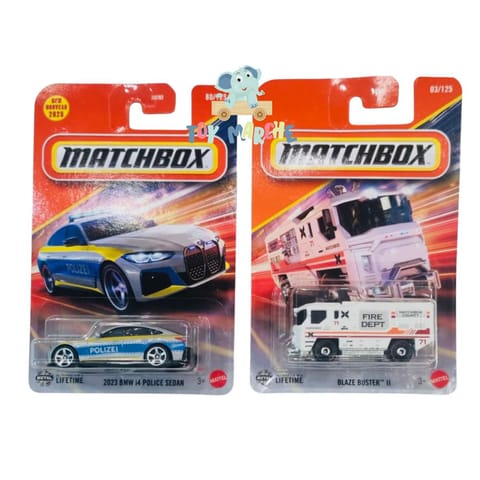 Matchbox 2023 BMW i4 Police Sedan And Blaze Buster II
