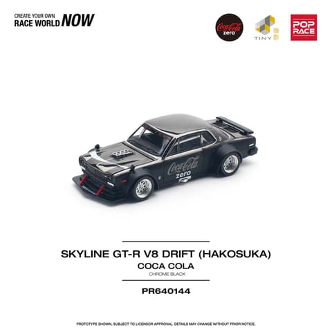 Pop Race Nissan Skyline GT-R V8 Drift (Hakosuka) Coca Cola Chrome Black PR640144