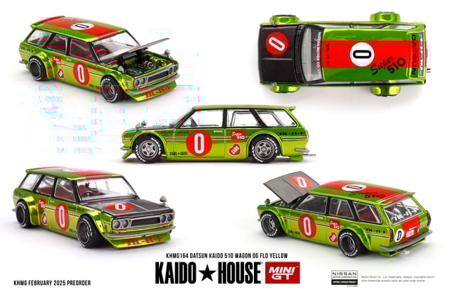 Mini GT Kaido House 164 Datsun KAIDO 510 Wagon OG Flo Yellow