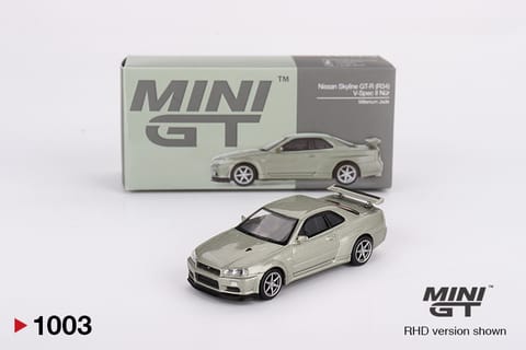 Mini GT 1003 Nissan Skyline GT-R (R34) V-Spec II Nür Millenium Jade