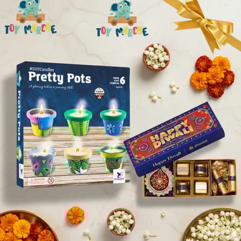 Toy Kraft Pretty Pots Candles And Frostick Happy Diwali Gift Box