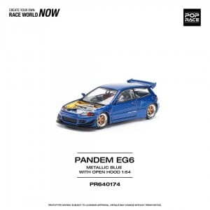 Pop Race Pandem Civic EG6 Metallic Blue With Open Hood PR640174