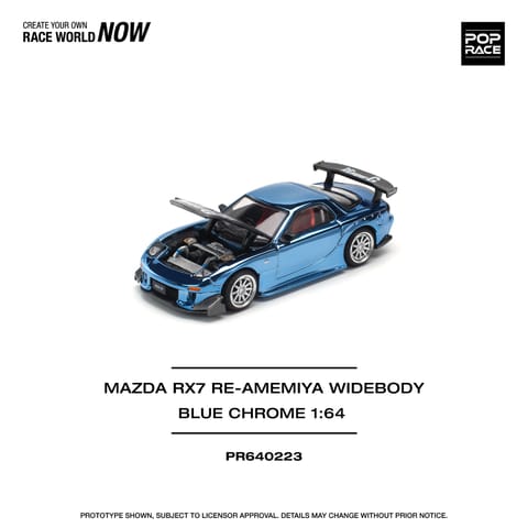 POP RACE Mazda RX7 RE-Amemiya Widebody Blue Chrome - PR640223