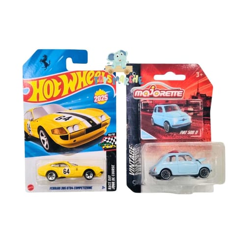 Hot Wheels Ferrari 365 GTB4 Competizione And Majorette Vintage Fiat 500 D
