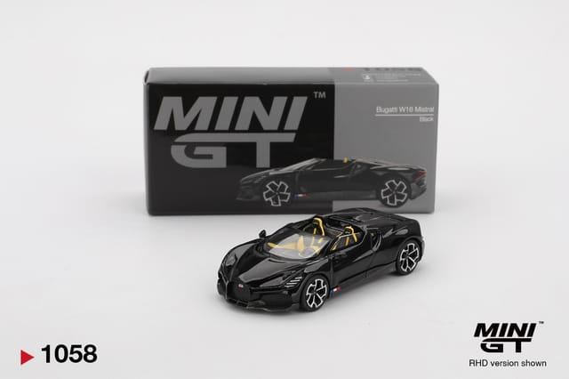 Mini GT 1058 Bugatti W16 Mistral Black