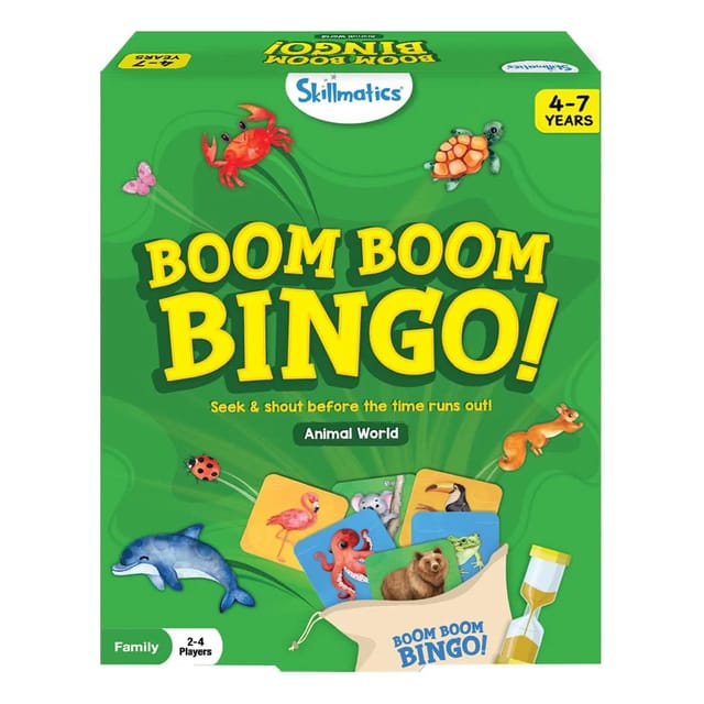 Skillmatics Boom Boom Bingo! Animal Word Game