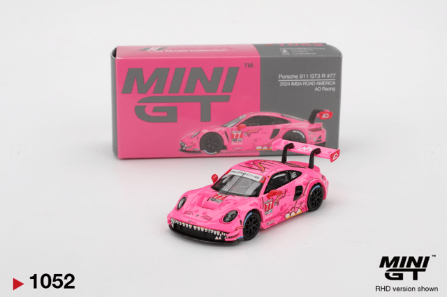 Mini GT 1052 Porsche 911 GT3 R #77 AO Racing 2024 IMSA Road America