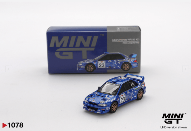 Mini GT 1078 Subaru Impreza WRC99 #23 2000 Acropolis Rally