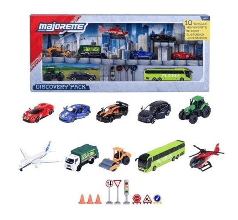 Majorette Discovery Pack - 10 Vehicles - Moving Parts, Interior, Suspension, Accessories