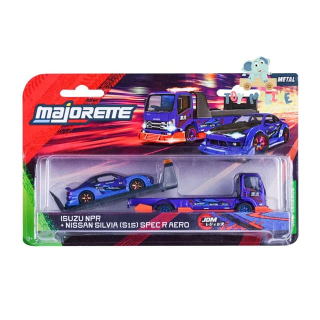 Majorette JDM Legends Tuning Transporter Isuzu NPR + Nissan Silvia (S15) Spec R Aero