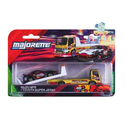 Majorette JDM Legends Tuning Transporter Isuzu NPR + Toyota Supra JZA80