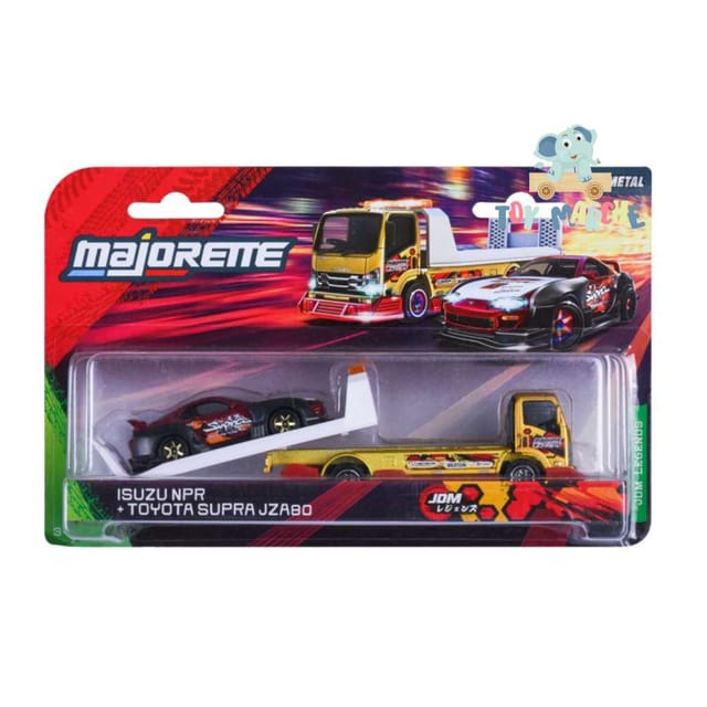 Majorette JDM Legends Tuning Transporter Isuzu NPR + Toyota Supra JZA80