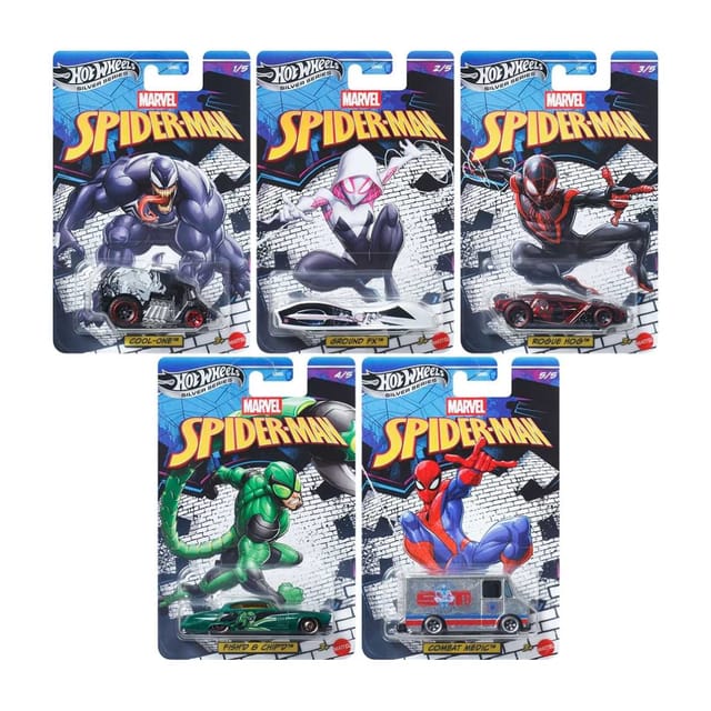 Hot Wheels Silver Series Marvel Spiderman Series - Set Of 5