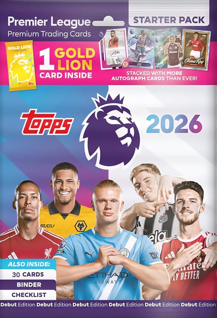 Topps Premier League 2026 Starter Pack With 1 Gold Lion Card Inside
