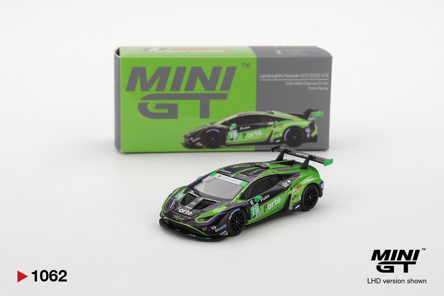 Mini GT 1062 Lamborghini Huracán GT3 EVO2 #78 Forte Racing 2024