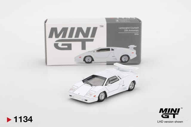 Mini GT 1134 Lamborghini Countach 25th Anniversary White