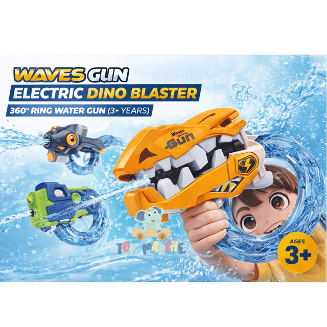 Waves Gun Electric Dino Blaster – 360° Ring Water Gun (3+ Years)