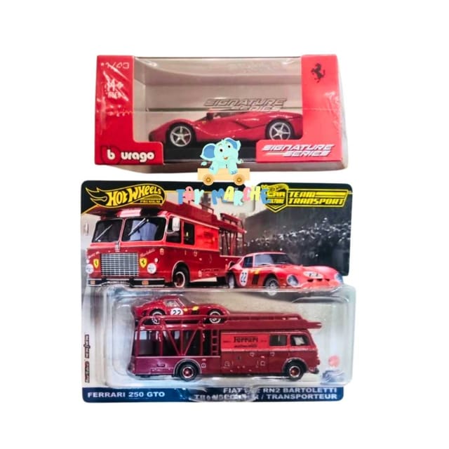 Hot Wheels Team Transport Ferrari 250 GTO And Bburago Signature Series LaFerrari Red - 1/43