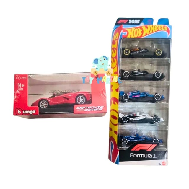 Hot Wheels 2025 Formula 1 5 Car Pack And Bburago Signature Series LaFerrari Red - 1/43