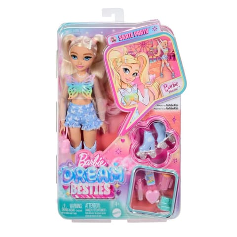 Dream Besties Barbie “Malibu” Roller Skating Fashion Doll With 9 Makeup Themed Accessories