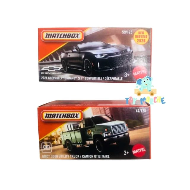 Matchbox 2024 Chevrolet Camaro ZL1 Convertible / Decapotable And GMC 3500 Utility Truck / Camion Utilitaire