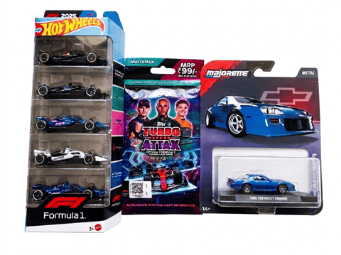 Hot Wheels 2025 Formula 1 5 Car Pack And Majorette Collector's Chevrolet Camaro + F1 Cards