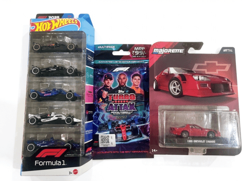 Hot Wheels 2025 Formula 1 5 Car Pack And Majorette Collector's Chevrolet Camaro Red + F1 Cards