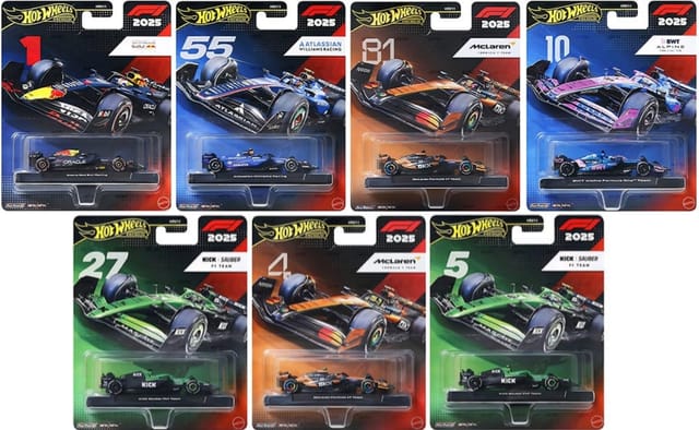 Hot Wheels Formula 1 Team - Set of 7  and Sluban Model Bricks Combo