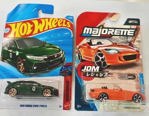 Hot Wheels '2018 Honda Civic Type R and majorette Honda S2000
