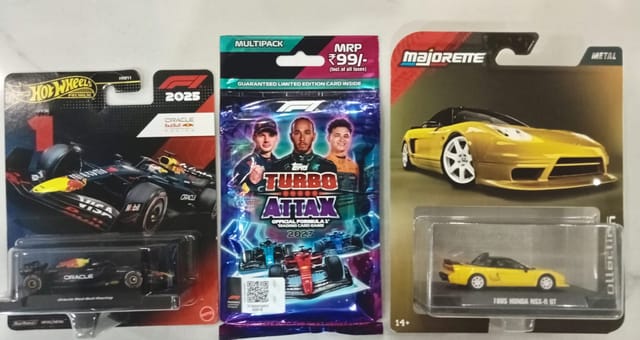 Hot Wheels 2025 Oracle Red Bull Racing Team 1 and  Majorette Metal 1995 Honda NSX-R GT + F1 Cards