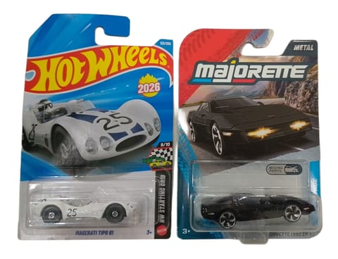 Hot Wheels Maserati Tipo 61 and Majorette Vintage Chevrolet Corvette 1990 ZR-1