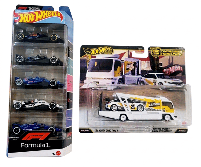 Hot Wheels Formula 1 2025 5-car set and Car Culture Team transport Civic combo