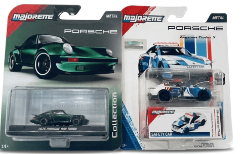 Majorette Metal Collection 1975 Porsche 930 Turbo and Porsche Taycan Turbo S