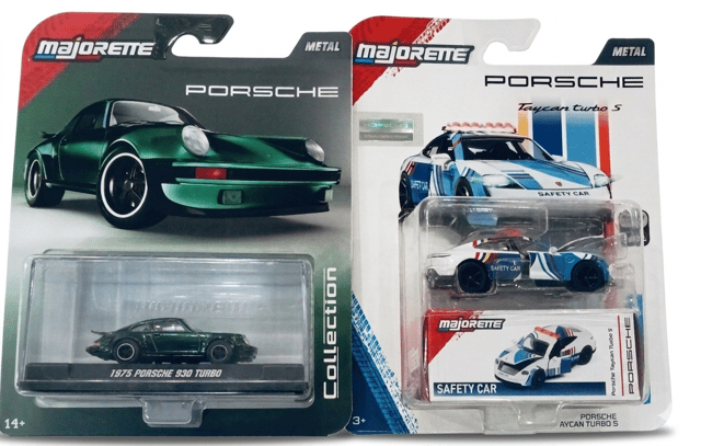 Majorette Metal Collection 1975 Porsche 930 Turbo and Porsche Taycan Turbo S