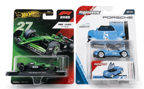Hot Wheels Formula 1 Kick Sauber  F1 Team (27) and Majorette Porsche Vision Ran Turismo