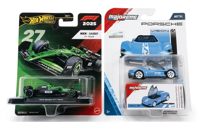 Hot Wheels Formula 1 Kick Sauber  F1 Team (27) and Majorette Porsche Vision Ran Turismo