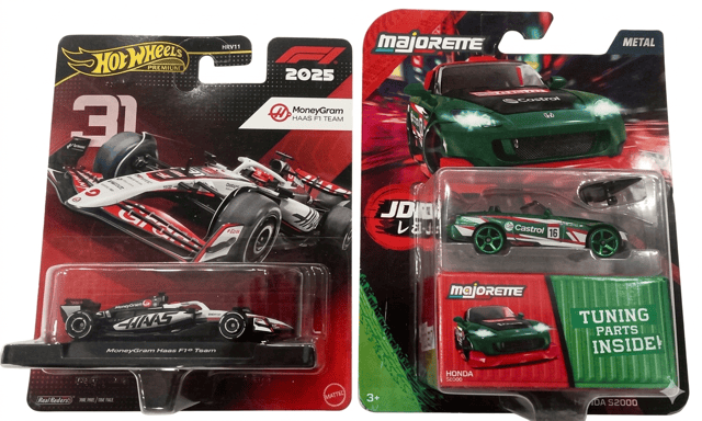Hot Wheels Formula 1 MoneyGram Haas F1 Team (31) and Majorette JDM Legends Deluxe Honda S2000