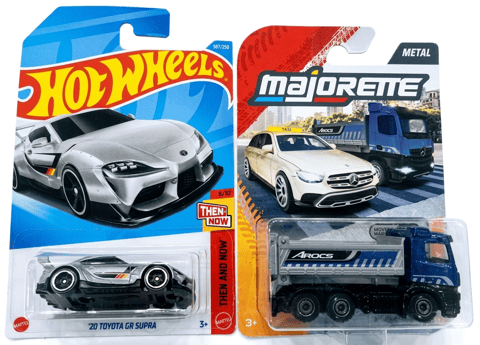 Hot Wheels '20 Toyota  GR Supra and Majorette City Mercedes-Benz Arocs