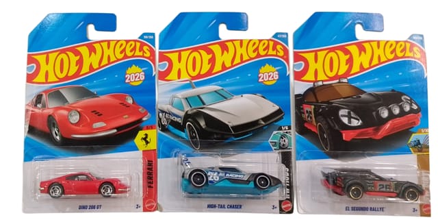 Hot Wheels Dino 206 GT, High - Tail Chaser and El Segundo Rallye