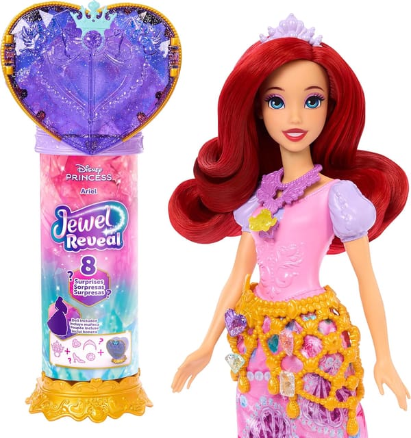 Disney Princess Jewel Reveal Ariel Fashion Doll with 8 Surprises Including Gem Box & Accessories