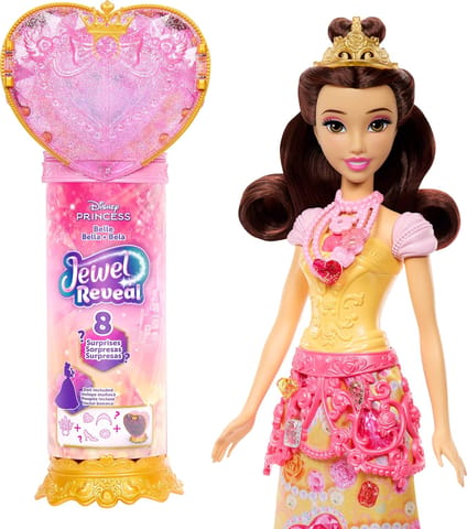 Disney Princess Jewel Reveal Belle Fashion Doll with 8 Surprises Including Gem Box & Accessories